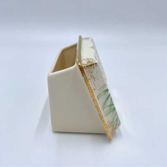 Vintage Mid-Century American Goldfinch Bird Lord's Prayer Book Ceramic Planter - Picture 4 of 13